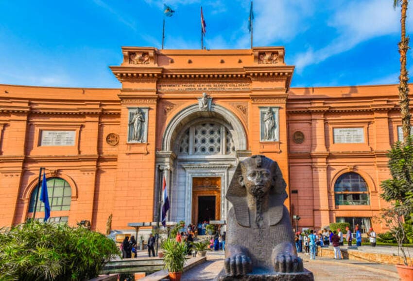 Pyramids of Giza and Egyptian Museum from Cairo